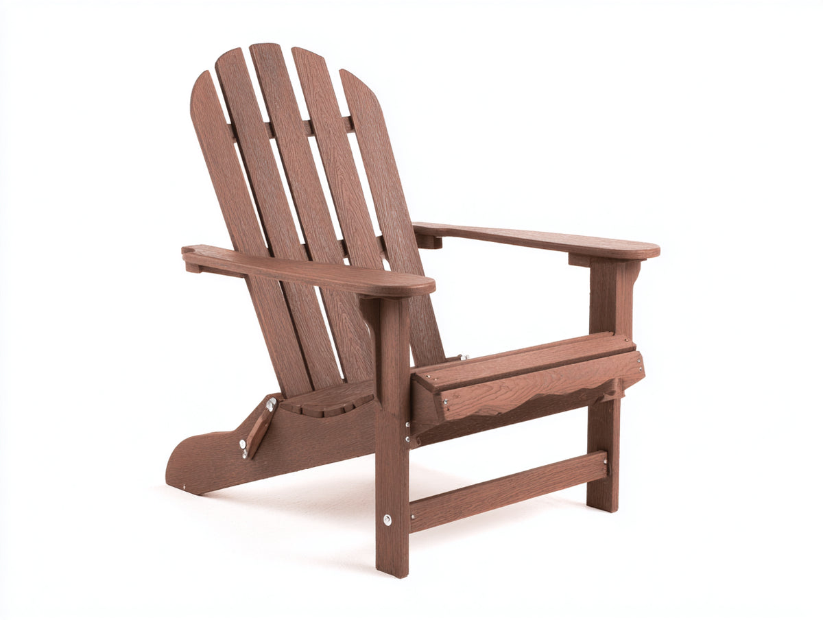 Lounge-Sessel aus erdbraunem Holz 82×90×94 cm - Adirondack-Form mit Fächerlehne für Terrasse