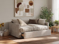 Sofa aus Webstoff 210×100×85 cm – Greige – ausziehbare Ruhefläche für Wohnzimmer