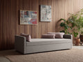 Sofa 215×96×78 cm - Hellgrau - Strukturstoff mit hohen Seitenlehnen für Wohnzimmer