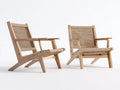 Lounge-Sessel 72×78×84 cm - Naturholz Beige - 2er-Set mit geneigter Geflechtlehne für Terrasse