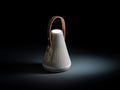 Schreibtischlampe 16×16×28 cm - Cremebraun - tragbare Metallleuchte mit Ledergriff für Schlafzimmer