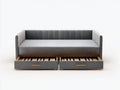 Sofa mit Liegefläche aus grauem Stoff und braunem Holz 210 × 100 × 85 cm - 2 Auszüge für Wohnzimmer