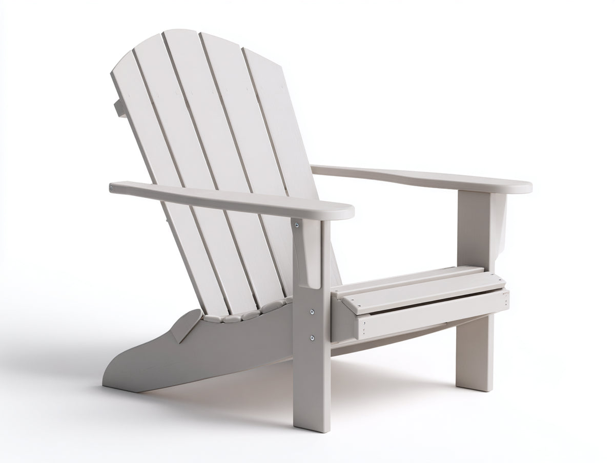 Lounge-Sessel aus hellgrauem Kunststoff 82×90×94 cm - Adirondack-Form mit breiten Armlehnen für Terrasse