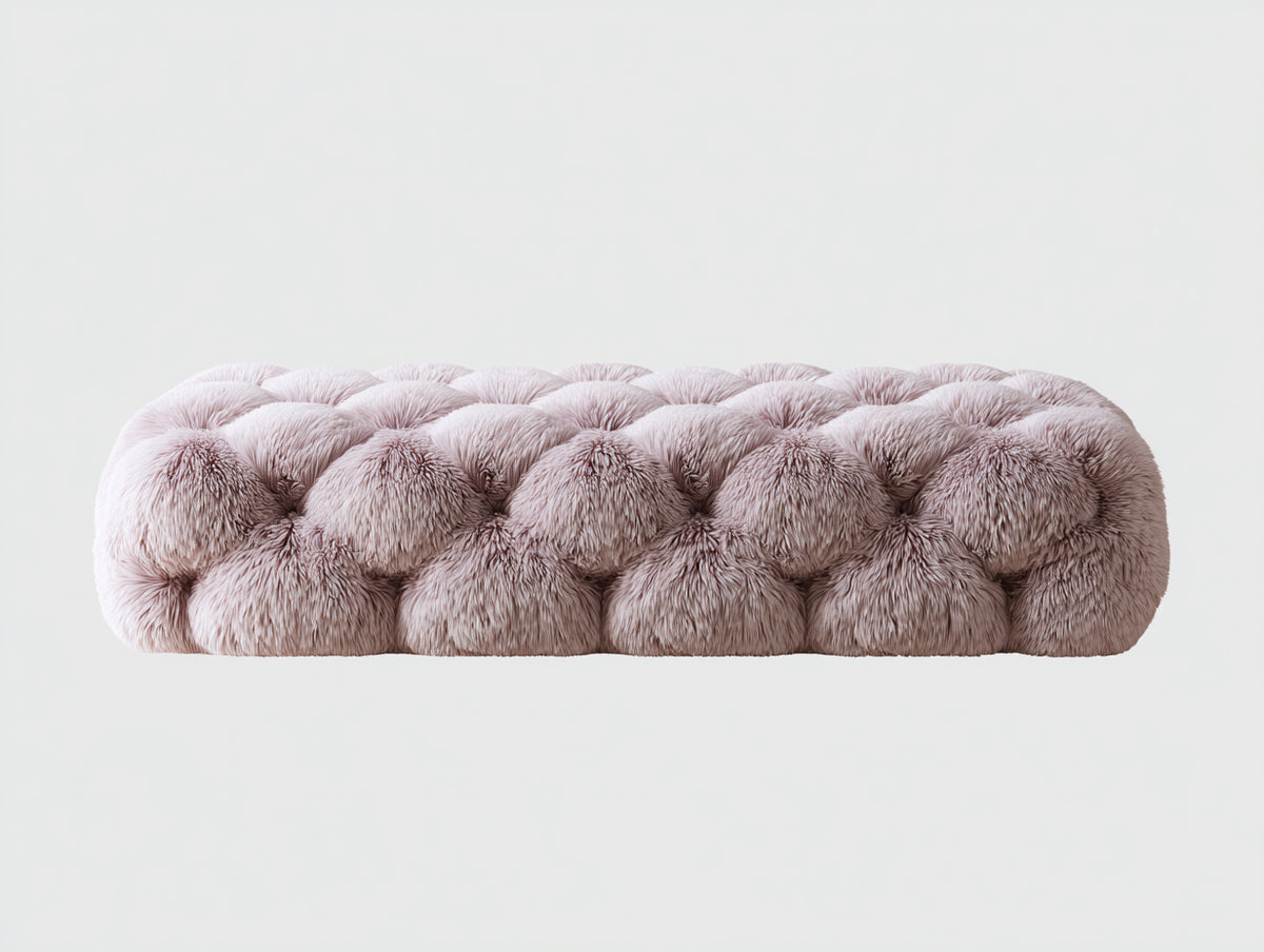 Sofa 185×160×52 cm - Altrosa - Langflorbezug mit tiefer Rundheftung