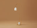 Schreibtischlampe 38×30×150 cm - Weiß Gold - schlanke Bogenleuchte mit Marmorsockel für Schlafzimmer