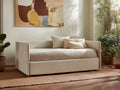 Sofa 210×98×76 cm - Naturbeige - breites Polstersofa mit geschlossenem Unterbau