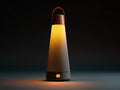 Schreibtischlampe aus Kunststoff und Textilgewebe 19×19×46 cm – Grau Braun und Warmweiß – hohe Lichtfläche für Schlafzimmer