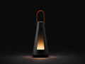 Schreibtischlampe aus Strukturkunststoff 20×20×45 cm – Schwarz Orange und Warmweiß – Kegelform mit Tragegriff für Schlafzimmer