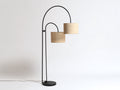 Schreibtischlampe im Stehformat aus Metall und Stoff 92×35×180 cm – Schwarz und Beige – Doppelbogen für Schlafzimmer